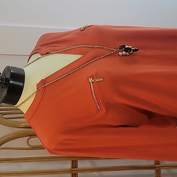 INC International Concepts orange gold zipper pockets long sleeve dress shirt - Picture 2 of 11